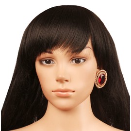 NEW! Touchstone Indian Bollywood Illustrious Handcrafted Rhinestone Oval Faceted Large Faux Ruby Style Definition Designer Jewelry Earrings In Gold Tone For Women.