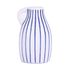 Blue and White Pampas Grass Vase,Ceramic Vase with Handle,Modern Blue Shelf Decor,Minimalist Chinoiserie Vase,Cute Small White Vase-Table Centerpieces for Dining Room,Entrance Decoration (Blue)