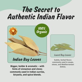 USDA Organic Bay Leaves, Lab Tested for Heavy Metals, Resealable 1oz Pouch, Tej Patta, Hojas de Laurel
