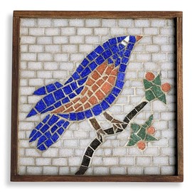 Make it Mosaics - Contemporary Glass Mosaic Kit with Leponitt Mosaic Tile Nipper ~ 8.5" x 8.5" - Blue Bird