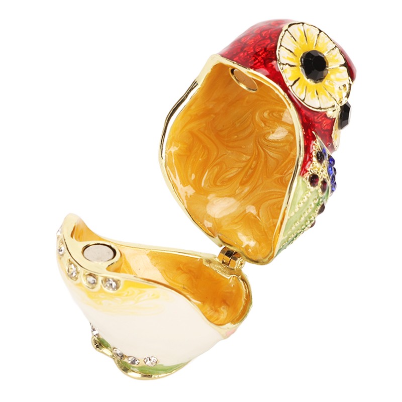 Metal Trinket Box Owl Shape Shiny Exquisite Zinc Alloy Jewelry