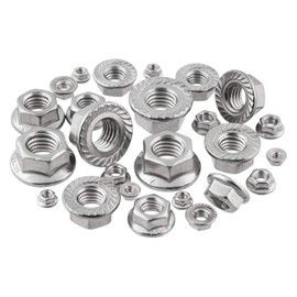 Flange Nuts with Locking Toothing M6 DIN 6923 Stainless Steel Nuts Locking Tooth Nuts Collar Nuts Hex Nuts with Flange M6 Pack of 25