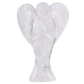 Nupuyai 7.3 cm Rock Crystal Gemstone Angel Figurine Stone Guardian Angel Figurine Decorative Jade Pocket Angel Lucky Charm for Love