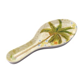 UPware Ikat Palm Melamine Spoon Rest, Cooking Spoon Holder for Stove Top, Kitchen Counter, and Dining Table, 9.625 Inch, Green
