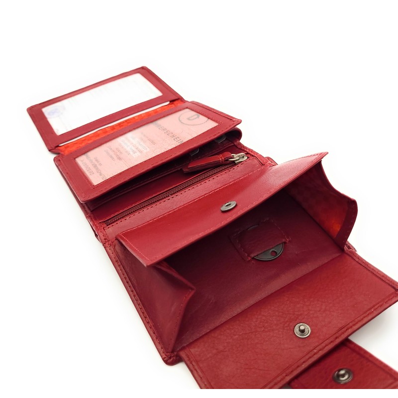 Jockey Club Genuine Leather Security Wallet with RFID Protection, red,