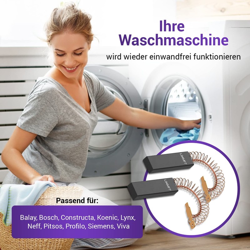 Vioks.pro 2 x Carbon Brushes Washing Machine 4.8 mm AMP