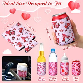 Tioncy 16 Count Valentine's Day Can Cooler Sleeves 12 oz Soda Beer Drink Cooler Valentines Heart Lip Soft Insulated neoprene Reusable Can Holders for Bottles Party Decor Favors (Classic,Standard)