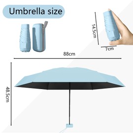 Sykerout Umbrella, Mini Umbrella, Pocket Umbrella, Compact Umbrella, Mini Foldable Travel Umbrella, Small with Case, UV Umbrella, blue