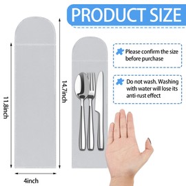 Weewooday 12 Pcs Anti Tarnish Silverware Storage Bags Velvet Flatware Organizer Sleeves for Teaspoons Cutlery Utensils Elegant Design (Grey)