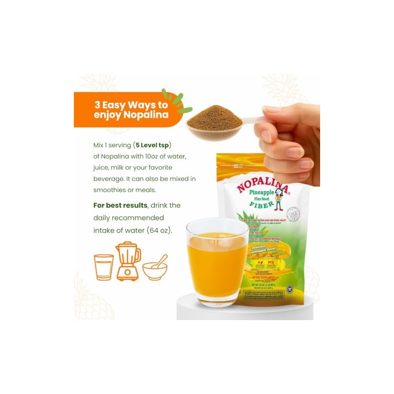 Nopalina Piña 454 g Suplemento Alimenticio de Fibra con Linaza