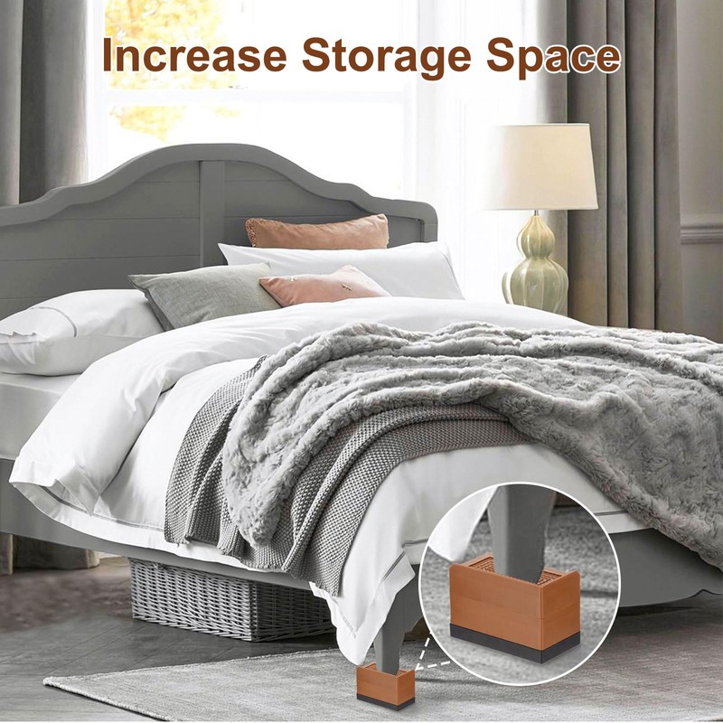 sourcing map 4-Pack Rectangle Bed Risers, 1.6 Inch Full Edge