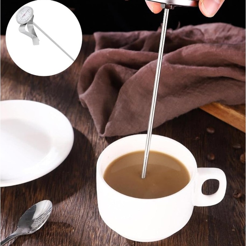 Termómetro de café con clip, termómetro ajustable de acero inoxidable