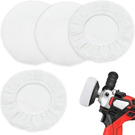 COYUN 4 Stück Lammwoll-Polierhauben für 170mm-200mm Poliermaschinen Polierhauben-Set Mikrofaser Polierhauben kompatibel für Einhell Akku-Autopoliermaschinen CE-CB 18/254 Li &CC-PO 90