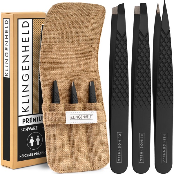 KLINGENHELD® Professional Tweezers Set with ComfortGrip Tips and Non-Slip Handle
