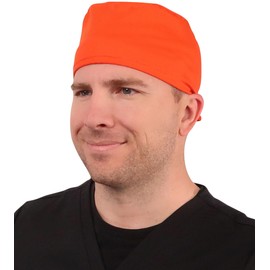 Sparkling EARTH Blazing Bright Orange Unisex Classic Surgical Style Scrub Working Cap - Built in Sweatband- 100% Cotton - Made in The USA!