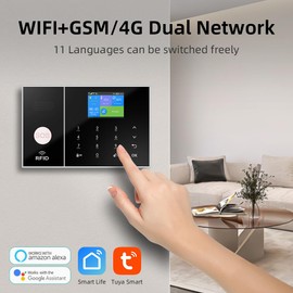 YBJ Wireless Home Alarm System, DIY WiFi Alarm System for Home Security with APP Alert, 8-Piece-Kit (Motion Detector, Door Sensors, Remote Control, Siren), Compatible with Alexa and Google Assistant