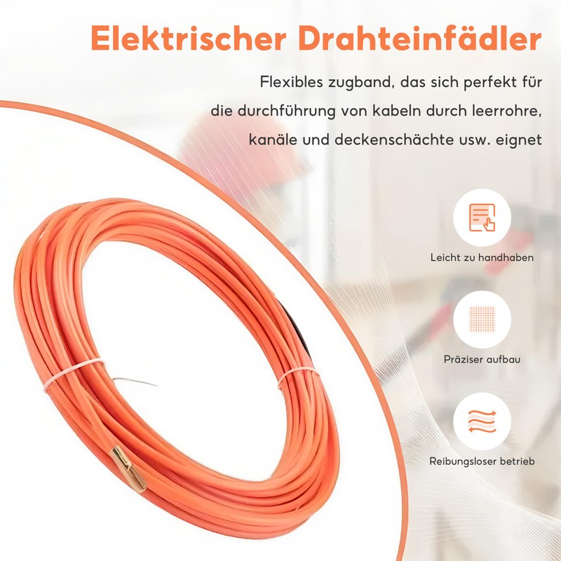 Cable Retraction Aid, 20 m x 4 mm Pull Wire