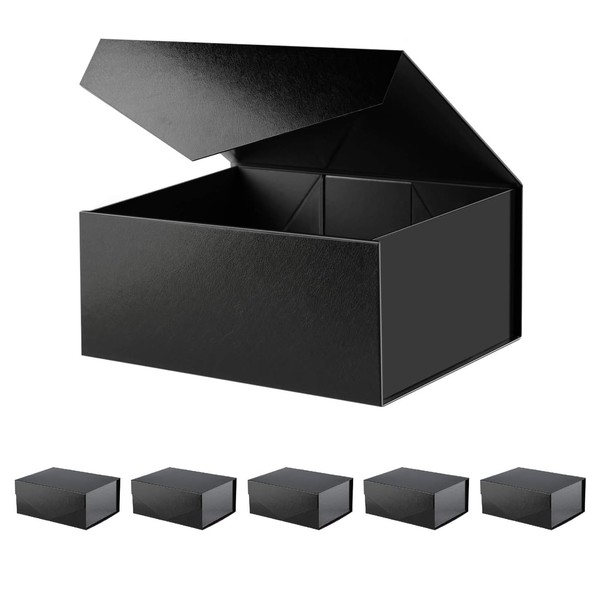 BLK&WH BLK&WH 6 Gift Boxes 9x6.5x3.8 Inches, Black Gift Boxes,