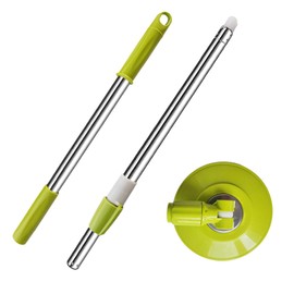 Midremer Spin Mop Replacement Mop Handle, 49-inch 360 Degrees Rotating Telescopic Replacement Mop Stick with Reinforced Plastic Disc for Spin Mop Bucket Cleaning System (Plastic Disc, Green)
