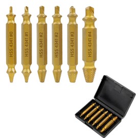 RENYU 6 Pcs Damaged Screw Extractor Kit, HSS 4341 Screw Extractor Remover Set for Stripped Bolts Drill Bit Tools Stripped Head Screws Nuts