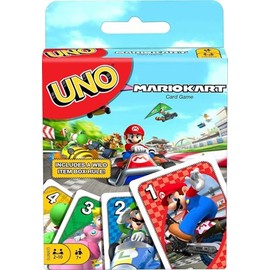 Juego de Cartas UNO de Mario Kart con 112 Cartas e Instrucciones (Idioma español no garantizado), para Jugadores de 7 años y más, Regalo para niños, Familia y Adultos