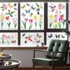 Konsait 9 Sheets Spring Flower Window Clings, Large Removable Butterfly