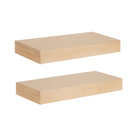 Kate and Laurel Havlock Modern Natural Floating Shelves, Set of 2, 18 x 8, Natural Wood, Mid-Century Bathroom and Kitchen Shelves for Storage and Display