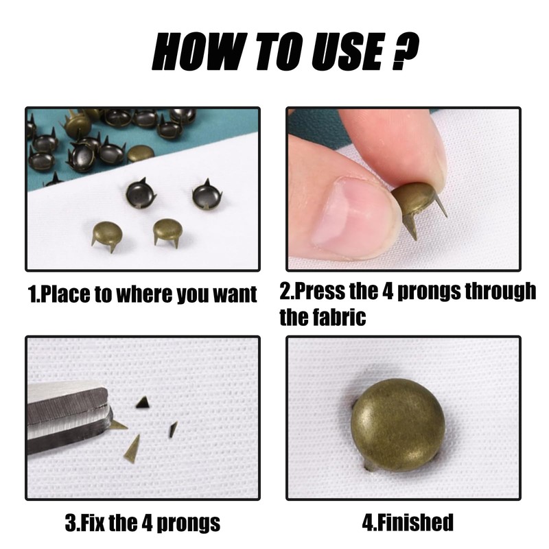 Pine & Linen 200Pcs Bronze Durable Round Dome Studs, Claw
