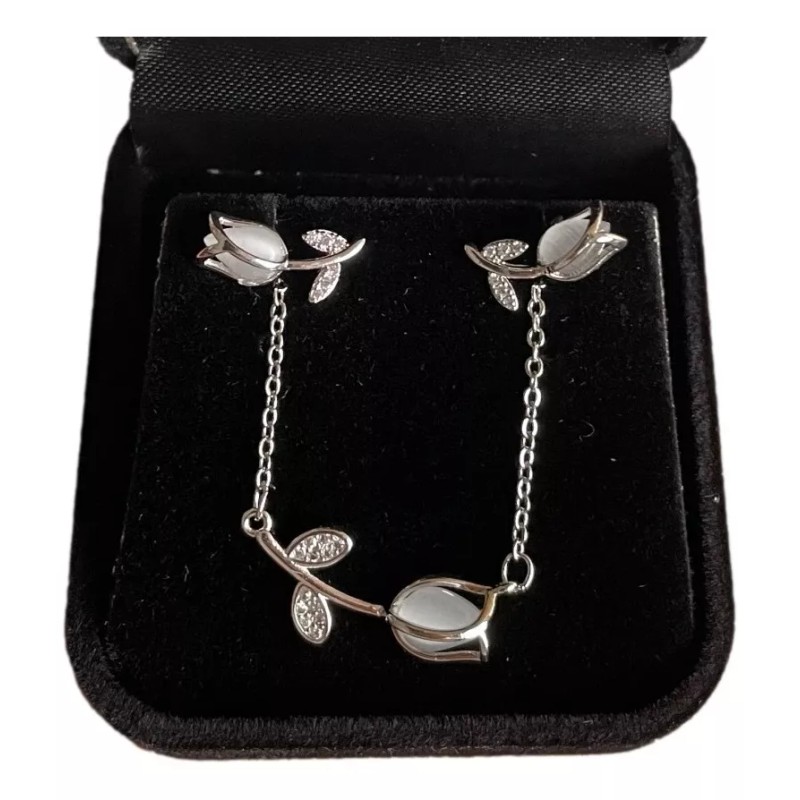 TENDER LIHOME Set Collar Y Aretes De Tulipan Chapado En
