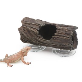 AQUA KT Reptile Tree Trunk Hideout Hollow Log Sleeping Cave for Arboreal Crested Leopard Gecko Lizard Climbing Toys Terrarium Decoration