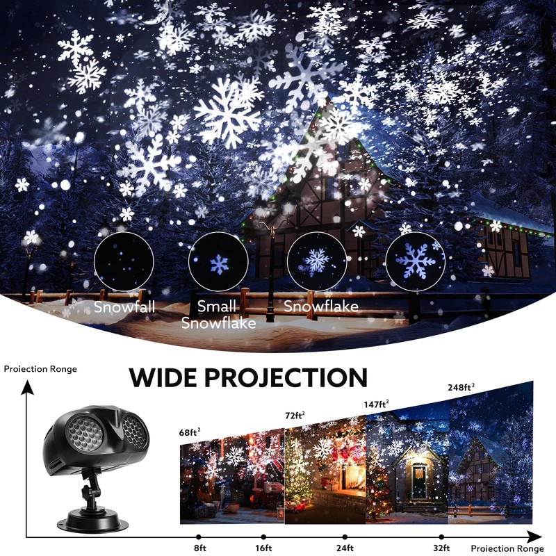 Snowflake Projector Lights, Christmas Owl Shape Snow Light Projector Outdoor,