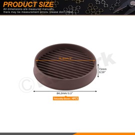 Rustark 4 Pieces 75 mm 3 Inch Brown Round Rubber Caster Cups Non Slip Furniture Square Pads Coasters Square Pads Hardwoods Floor Protectors, Non Skid Square Furniture Feet Caps for Bed Couch Tables