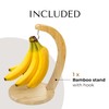 JS Gourmet Bamboo Banana Stand with Stainless Steel Hanging Hook,