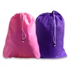 Extra Large Heavy Duty Drawstring Laundry Bags, Fluorescent Pink and