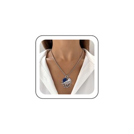 Wendalern Gemstone Bird Necklace Silver Box Chain Crow Necklace Blue Crystal Raven Pendant Necklace Vintage Sapphire Animal Clavicle Necklace Chain Jewellery for Women Girls