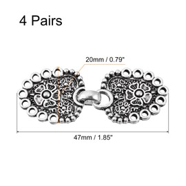 sourcing map Coat Clasp Couples Sew On Hook and Eye Vintage Cape Clips Sweater Scarf Cardigan Collar Fasteners Buckle for, silver