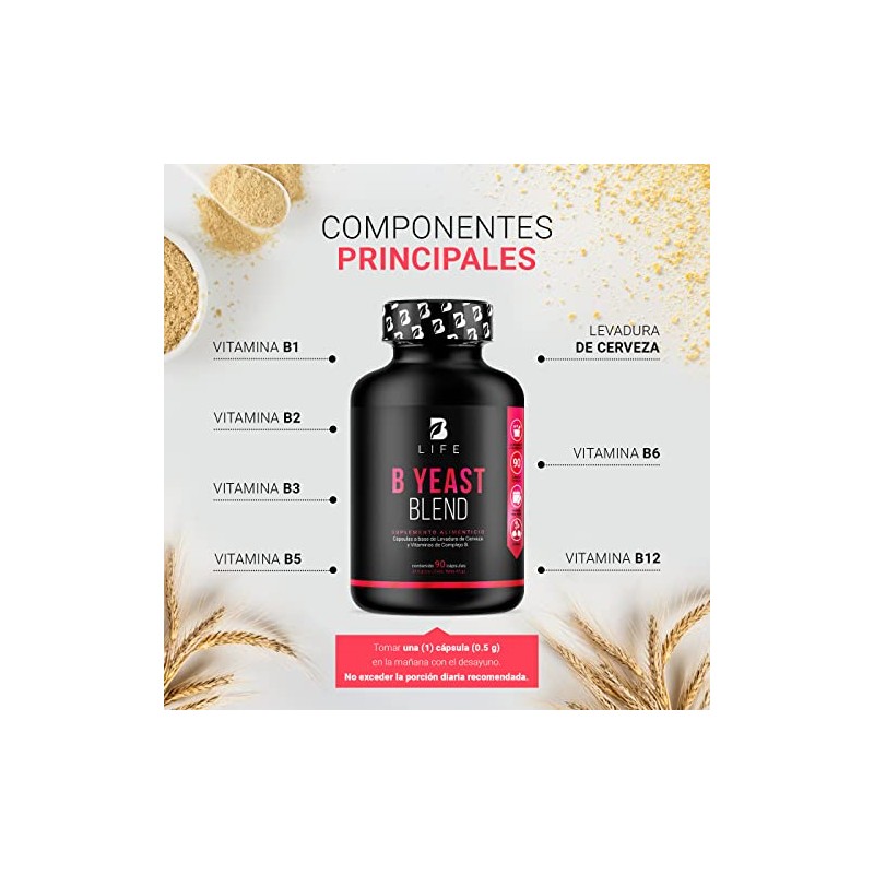 Complejo Levadura Cerveza Vitaminas B12 Ingredientes Naturales Cápsulas 500 Yeast