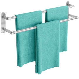 Towel Rack for Bathroom, Double Towel Bar 24Inch, Stainless Steel Bathroom Towel Holder, Double Towel Hanger Wall Mounted Towel Rod, Bathroom Towel Rack(Brushed Nickel)