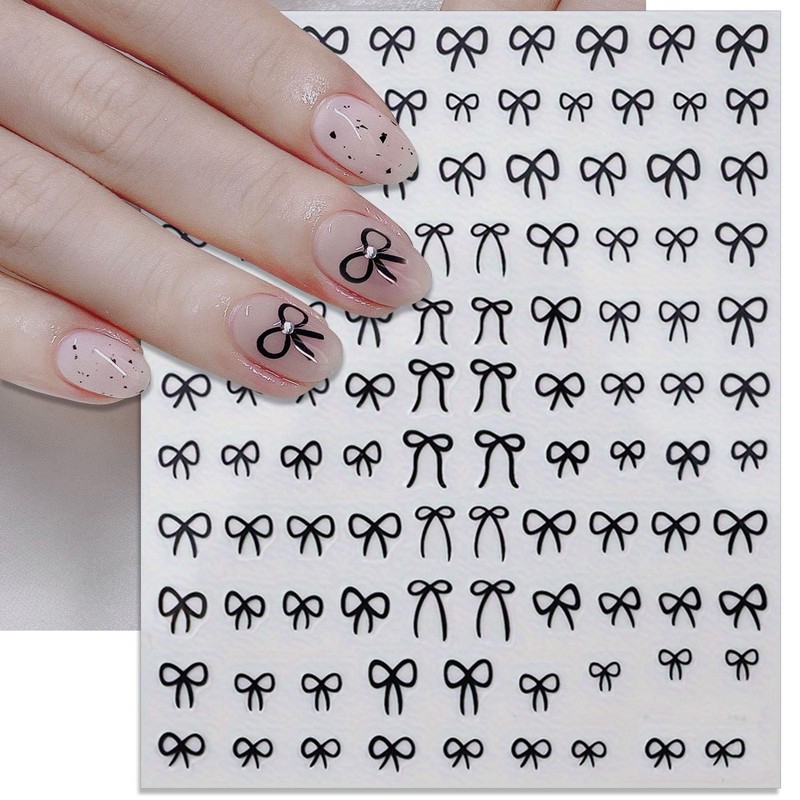 IDDFEVE Bow Nail Art Stickers - White Black Mini Bow