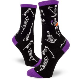 ModSocks Women's Skeleton Yoga Crew Socks in Black