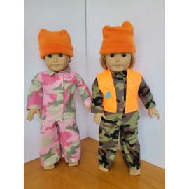 Pawprint Pals Store Pink or Green Camouflage Hunter or Military Outfit - with Optional Hunter Vest - Pink