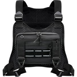 Sports Chest Bag for Men, Lightweight Water-Resistant Running Chest Pack for Workouts, Cycling, Phone Holder & Extra Storage (Black – Breathable Design)