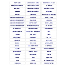 Toolbox Organizational Magnetic Rounded Labels Ultimate Set by DCM Solutions (Blue Inverted, 0.75"H x 4.5"W)