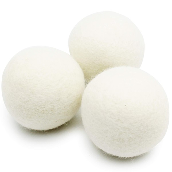 EcoJeannie (WB0003-3 Pk Wool Dryer Balls - Premium XL Organic Eco-Friendly Unscented Non-Toxic Felt Laundry Balls Fabric Softener - Handmade in Nepal with 100% Natural New Zealand Premium Wool