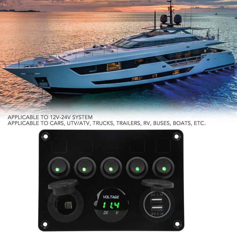 Panel de Interruptores de 5 Bandas para Barco Marino, Caravana,