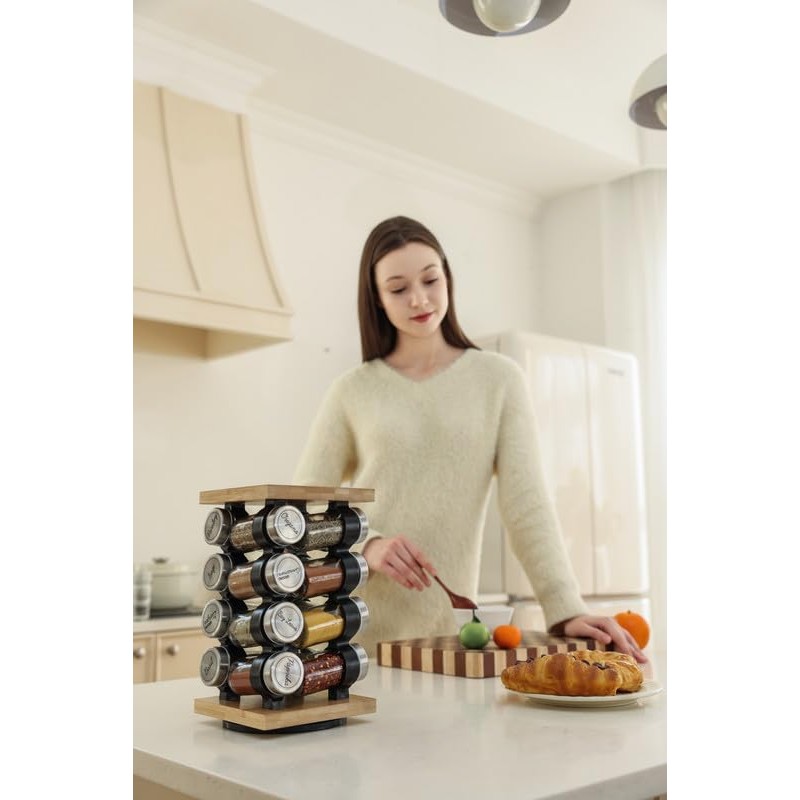 Orii 16-Jar Rotating Spice Rack with Spices Included – Pre-Filled