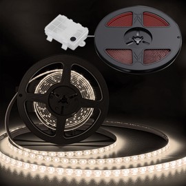 Shangyuan Marine LED Strip Lights with Battery Box for Pontoon Under Deck Lights, Battery Operated Boat Interior Lights for Fishing Sailboat Kayak, Boat Accessories, White, 5m (16.4ft)