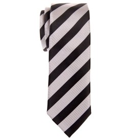 Retreez Exquisite Stripe Woven Microfiber Skinny Tie - Silver and Black