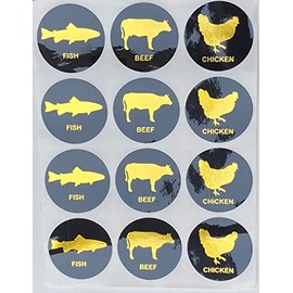 1.5 inch 300PCS Beef Chicken Fish Stickers for Food Party
