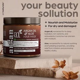ArtNaturals Argan Oil Hair Mask - (8 Oz/226g) - Deep Conditioner - 100% Organic Jojoba Oil, Aloe Vera & Keratin - Repair Dry, Damaged Or Color Treated